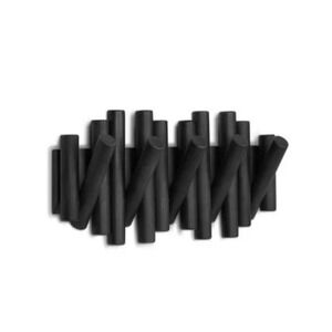 Umbra Picket Rail 5-Hook Wall Mount Rack Black Wood Coat Key Organizer Entryway